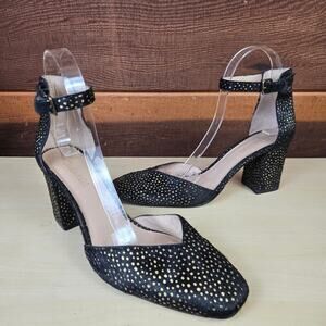Madewell Womens Dove High-Heel Sandal 9.5 Metallic Dot Calf Hair Made In Italy